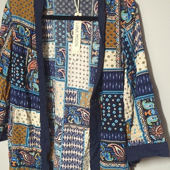 NWT Luna Moon Blue Open Front Cardigan - Picture 2 of 7